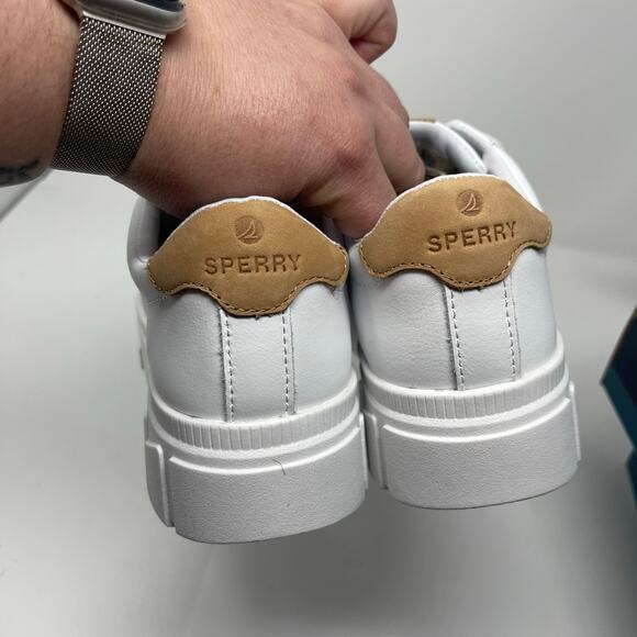 New Sperry Mens Winslow LACE to Toe Sneaker White Leather sz 8 - Picture 5 of 8